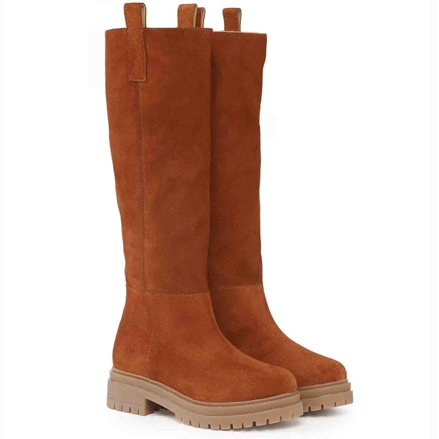 Janet Wood Suede Leather Pull On Knee High Boots