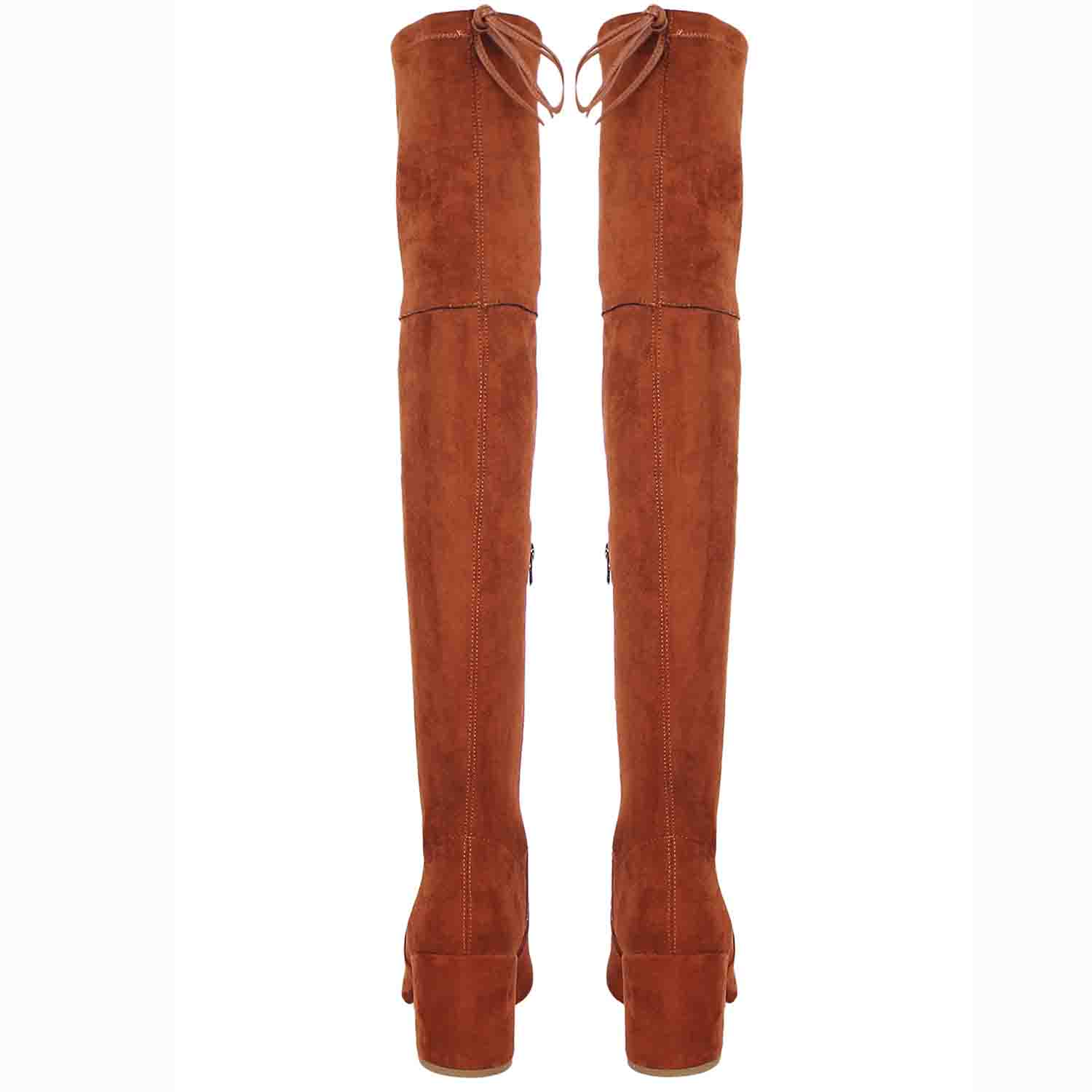 Chic Saint Luisa Tan Suede Boots - Knee-high Stretch Design for Women