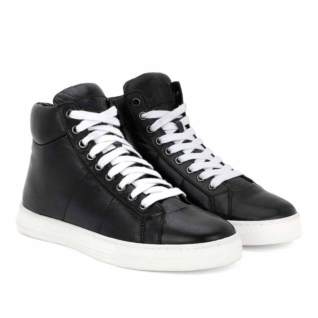 Whitesta Artemas Black Handcrafted Leather Sneakers