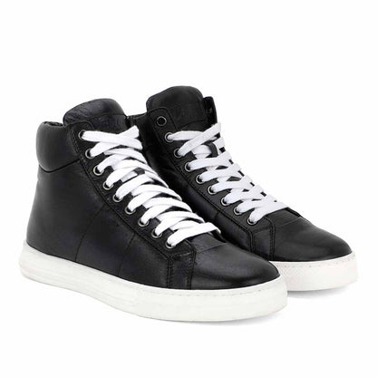 Whitesta Artemas Black Handcrafted Leather Sneakers