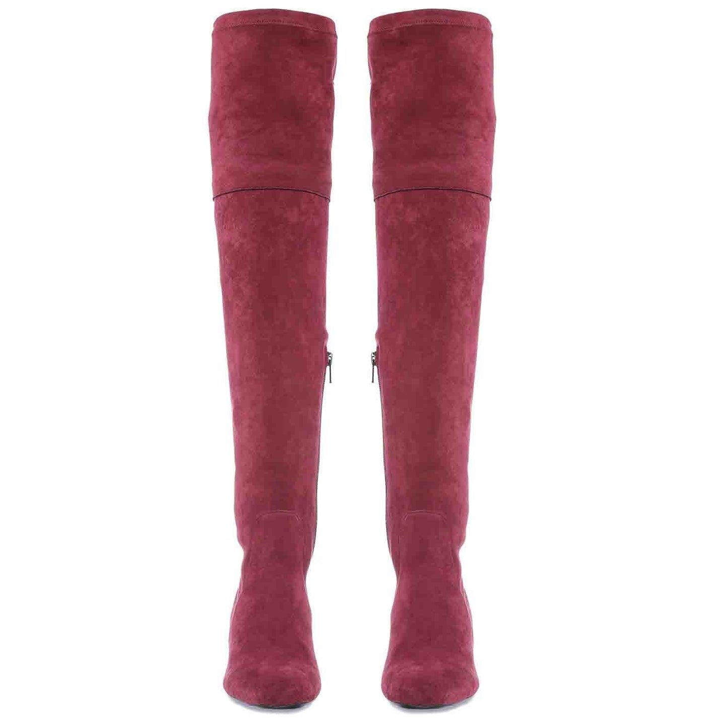 Maroon stretch suede above-the-knee thigh-high boots by Saint Luisa - Elegant and comfortable fashion footwear for a chic look.