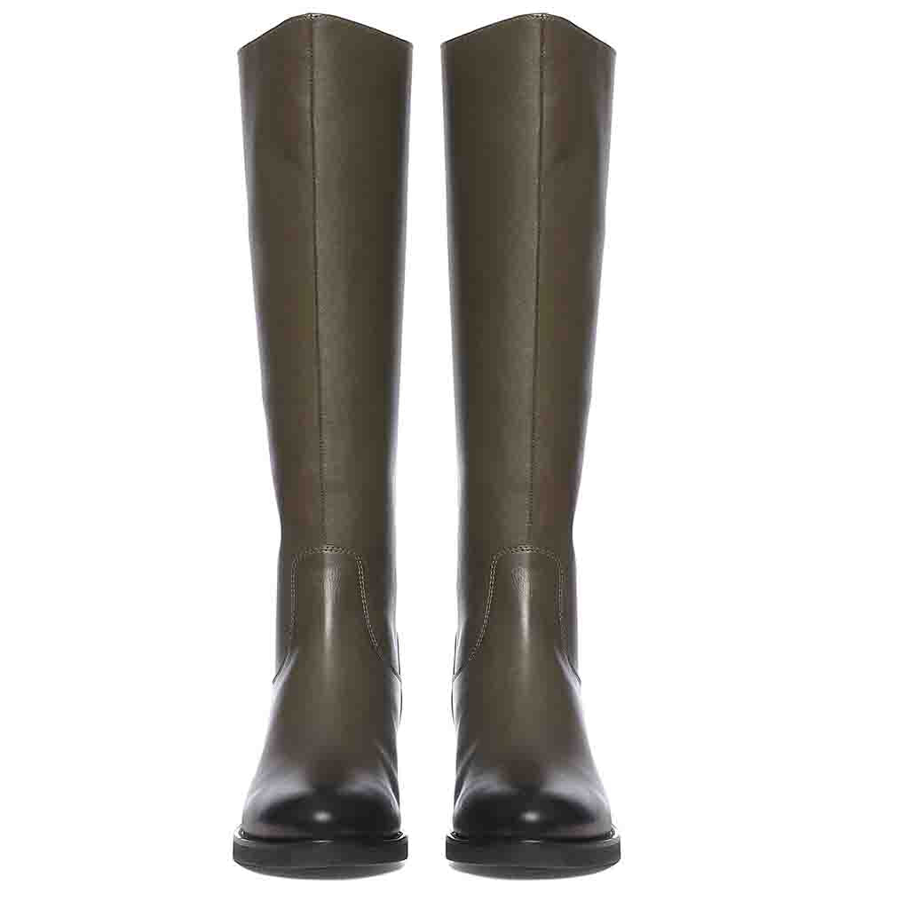 Saint Chloe Olive Leather Knee High Boots - SaintG India