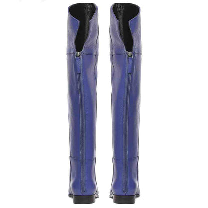 Saint Grace Blue Leather Thigh High Boots