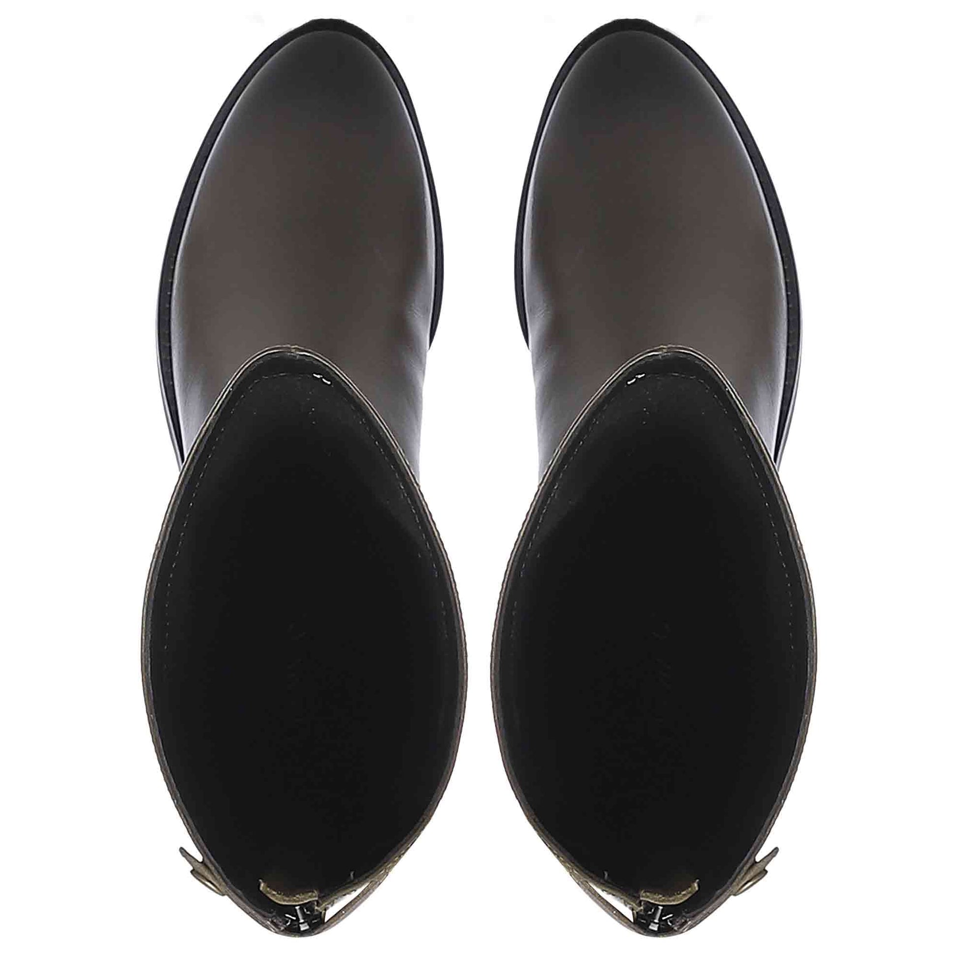 Saint Chloe Olive Leather Knee High Boots - SaintG India